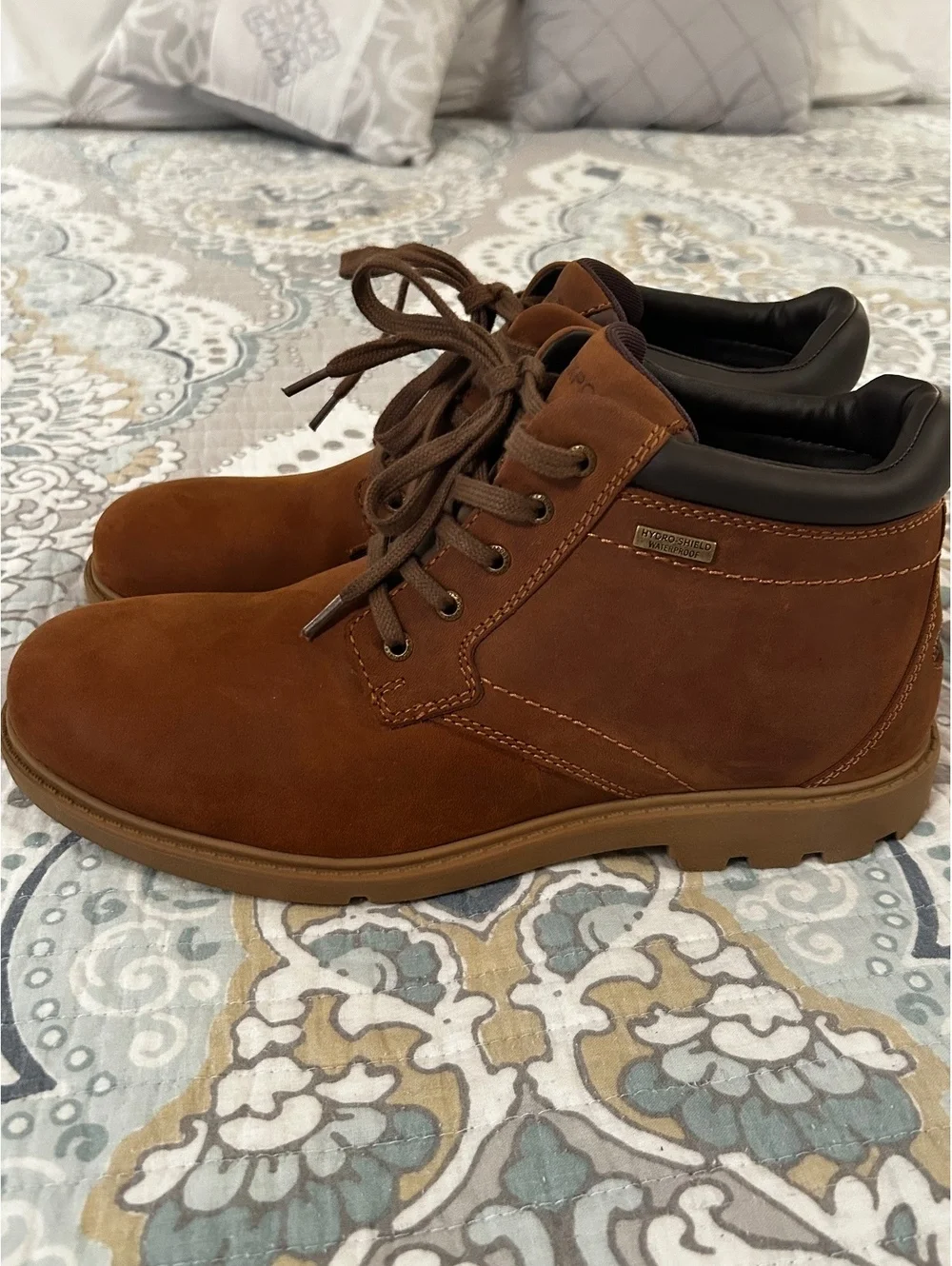 Rockport Men's Brown Leather Lace-Up Boots Size 10